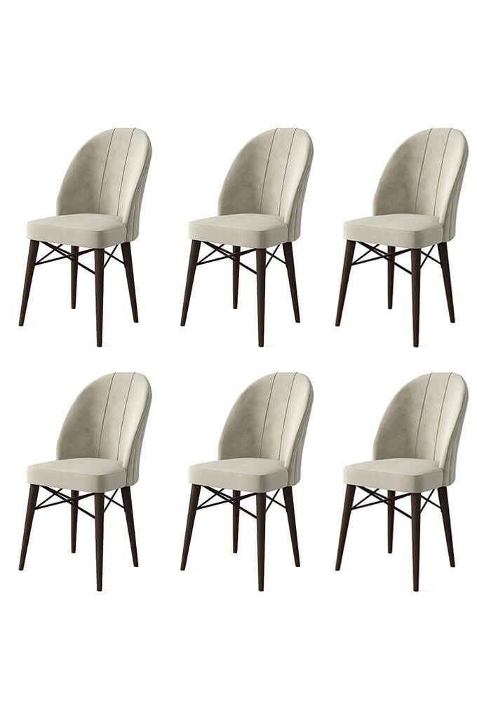 Комплет столчиња Hanah Home Ritim, 44x96x42 см, 6 парчиња, кремасто-кафеава