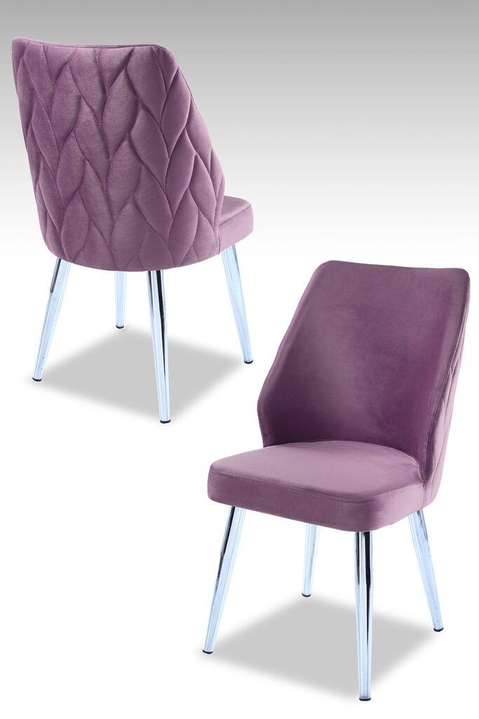 Комплет столчиња Hanah Home Poufy, 48x90x43 см, 4 парчиња, сребрено-виолетова