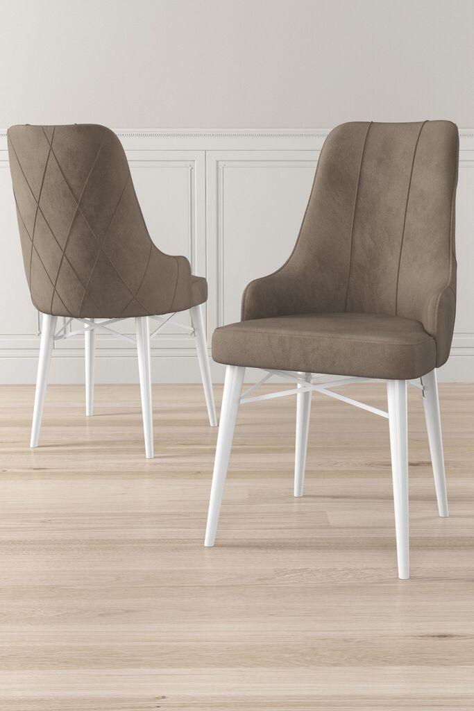 Комплет столчиња Hanah Home Neta, 46x95x42 см, 6 парчиња, бело-кафеава