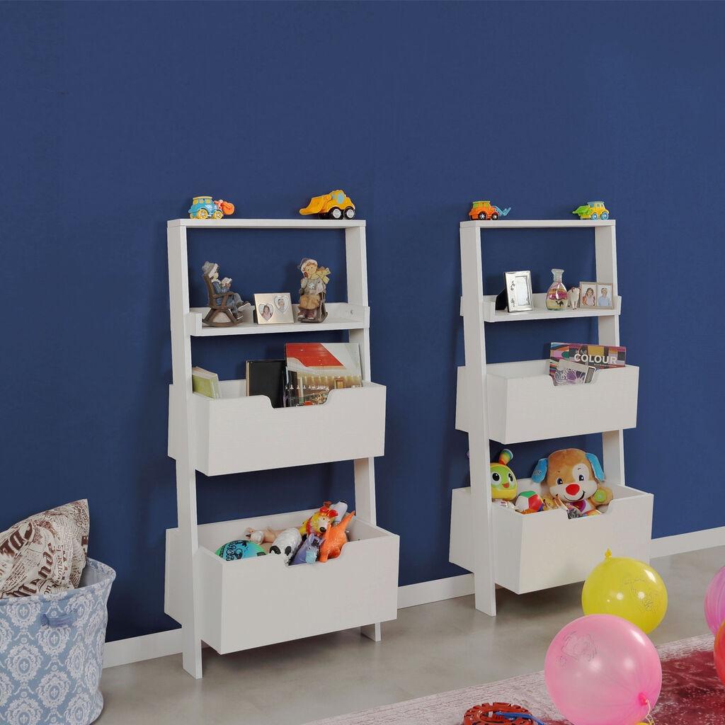 Hanah Home Комплет полици за книги Само Двојни, 2 парчиња, 59x120x35 см, Бели