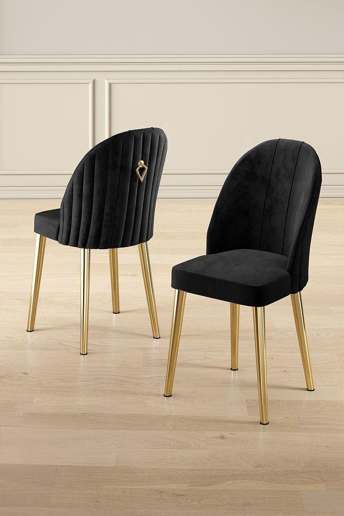 Комплет столчиња Hanah Home Mara, 44x90x42 см, 2 парчиња, златно-црни бои