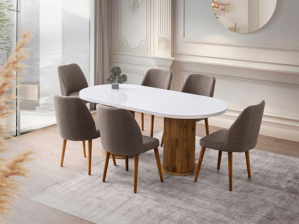 Трпезариска маса Hanah Home Milas-2992, 180x77x90 см, бела