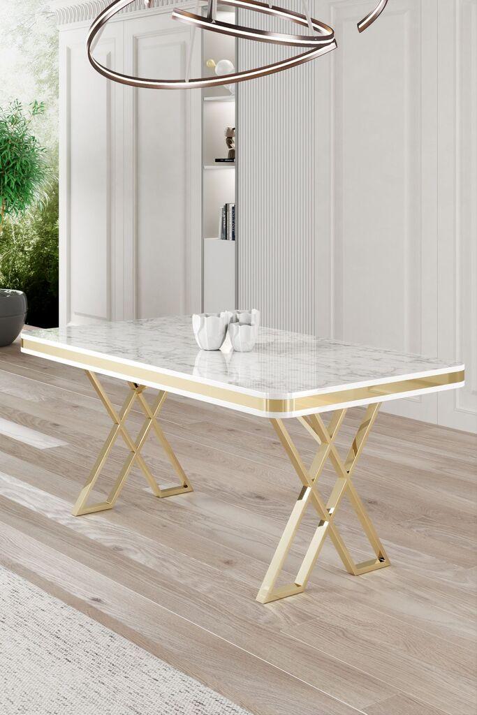 Трпезариска маса Hanah Home Vals, 130x74x80 см, златна боја