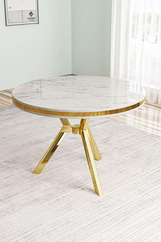 Трпезариска маса Hanah Home Mos, 90x74x90 см, златна боја