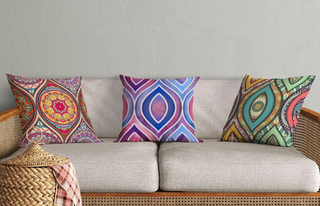 Комплет декоративни навлаки за перници Aberto Design HMI-KIR-111, 43 x 43 см, 3 парчиња, повеќебојни