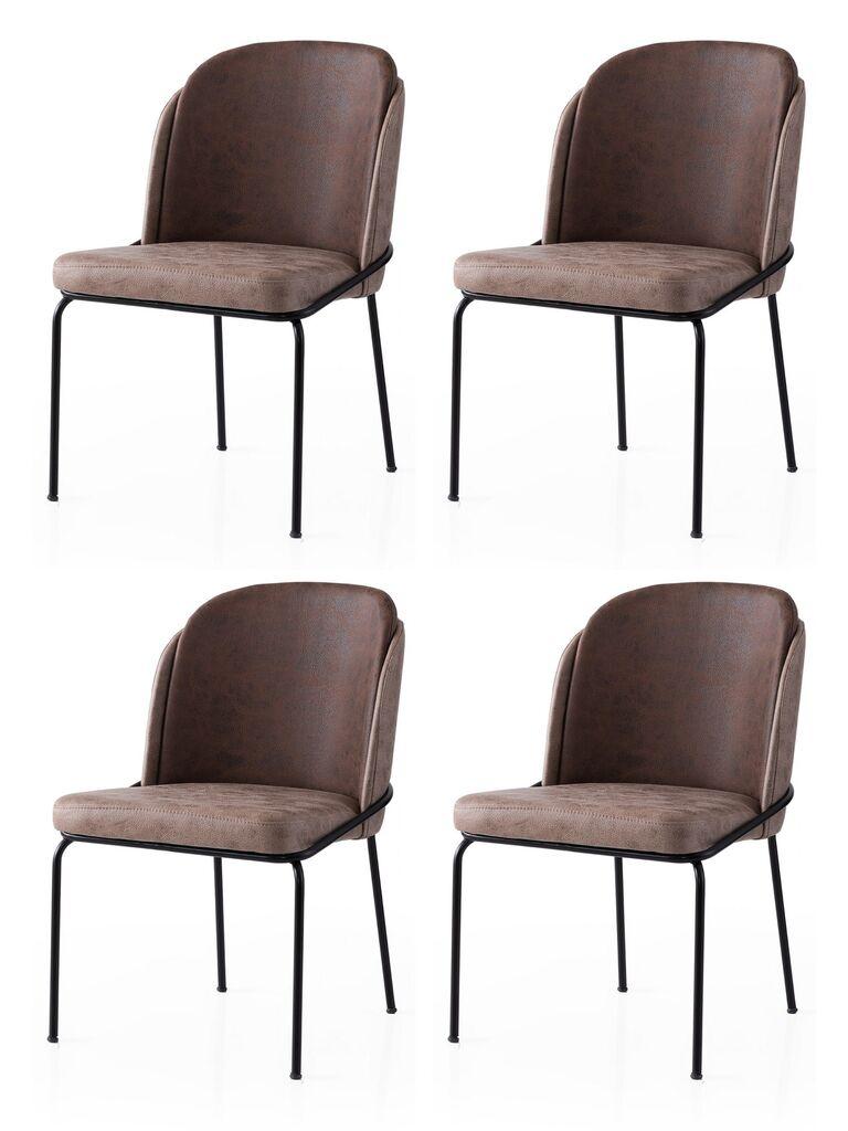 Комплет столчиња Hanah Home Dore-194 V4, 98,5x70x97,5 см, 4 парчиња, кафеава