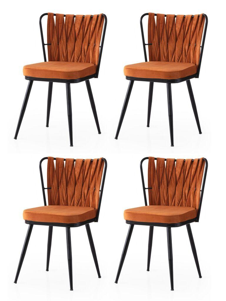 Комплет столчиња Hanah Home Kusakli-224 V4, 67,5x63x103,5 см, 4 парчиња, портокалова