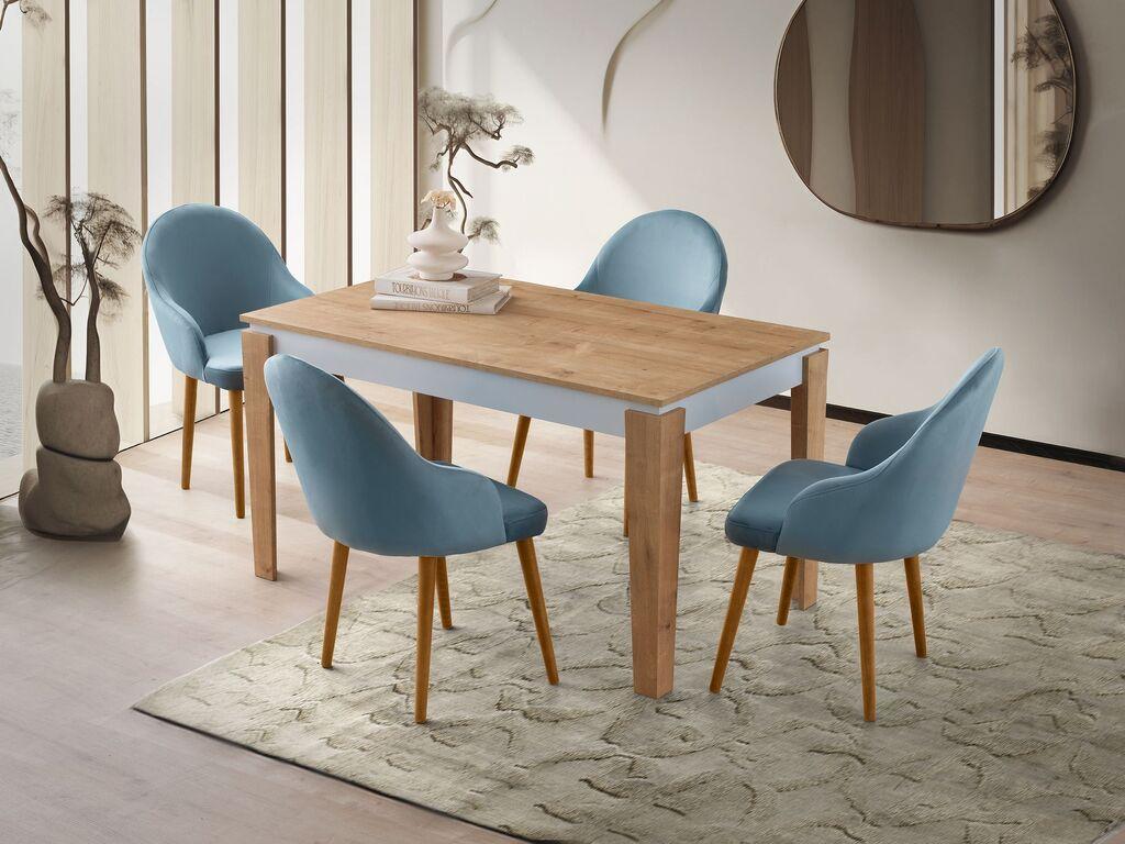 Hanah Home Трпезариска маса Аsos-2971, 140 × 75 × 80 см, бел