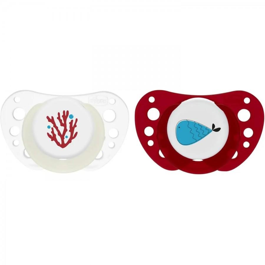 CHICCO Цуцла Лажливка Силикон Air Lumi Црвена 16-36М 2Пар.