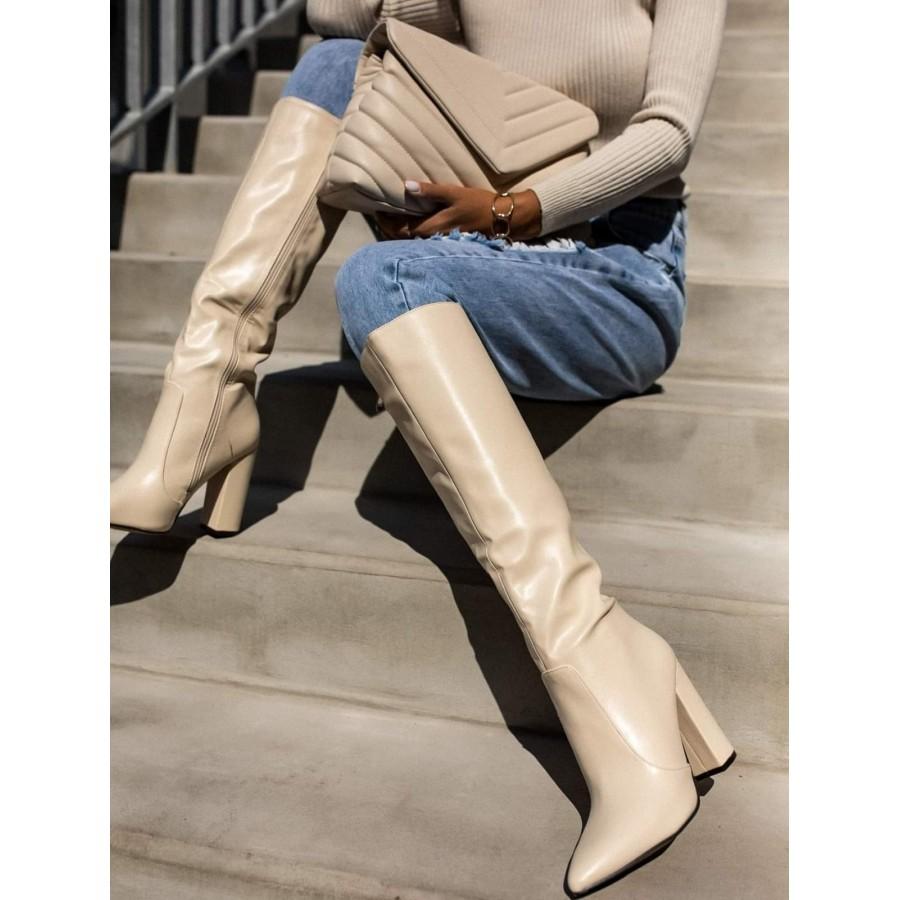 YES SHOES Женски чизми, крем