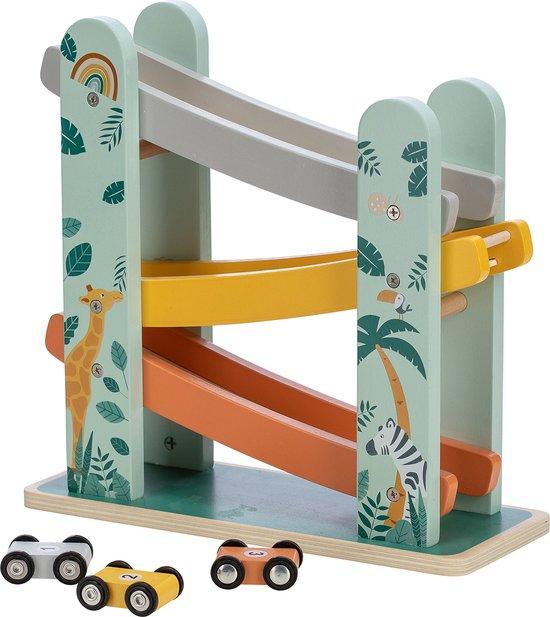 FREE2PLAY Дрвена мини гаража со автомобили