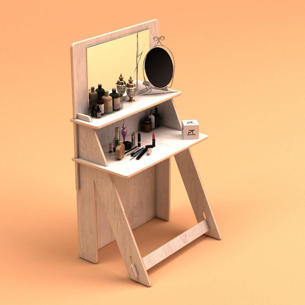 Маса за шминкање Hanah Home Beauty, 85x160x45 см, беж