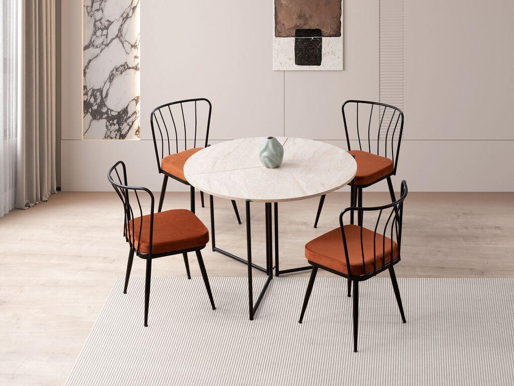 Трпезариска маса Hanah Home Split Yaprak 1204, 100x72x100 см, беж