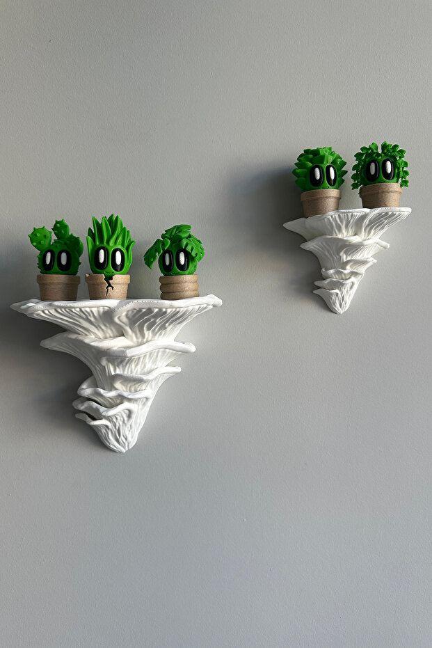 Комплет полици за dzид Aberto Design во форма на печурка, 2 парчиња, бели