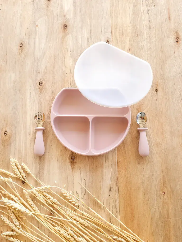 Силиконска чинија со прегради + вилушка и лажичка