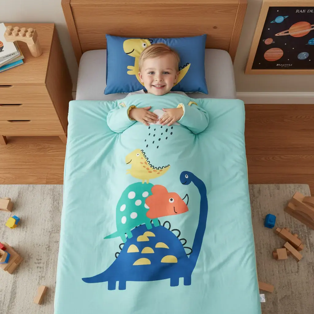 3 во 1 јорган/вреќа за спиење со ракави + перниче Dino 80х120цм