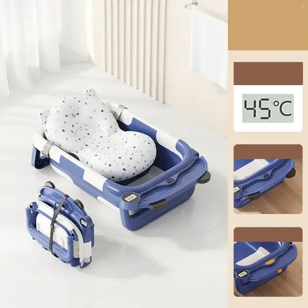 Преклоплива бебешка када со термометар и перниче за капење