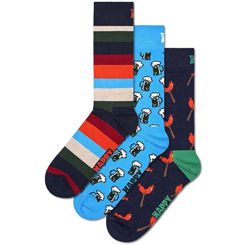 Happy Socks Машки Чорапи Unisex 3-Pack Wurst And Beer Socks Gift Set