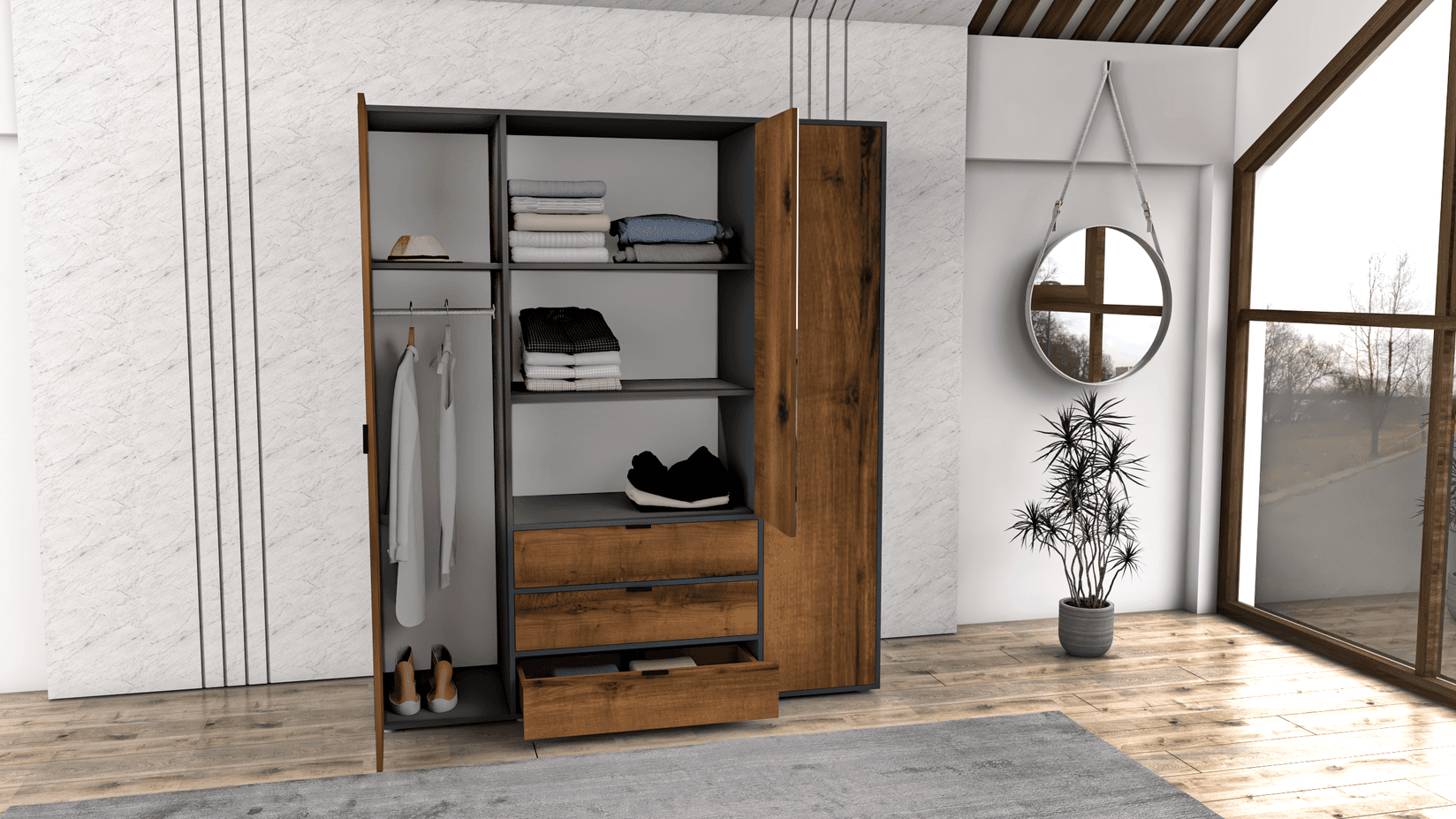 Мебел Ви Ормар дени 180 см антрацит