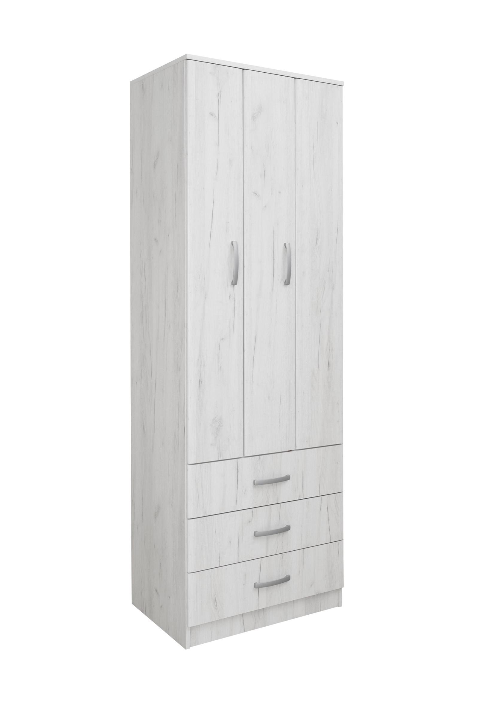 Мебел Ви Двокрилен ормар фортуна (хармоника) со фиоки 75 бел даб