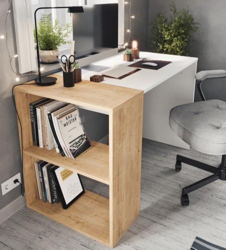 Биро со полица Linea 120x60cm бело/даб