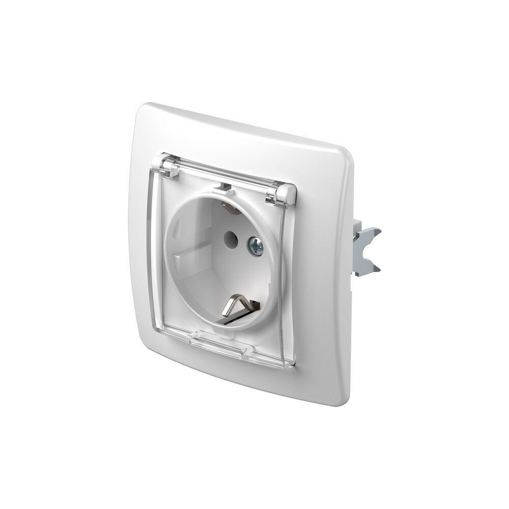 Tem Cates Приклучница II шуко со капак бела економик TEM 17627