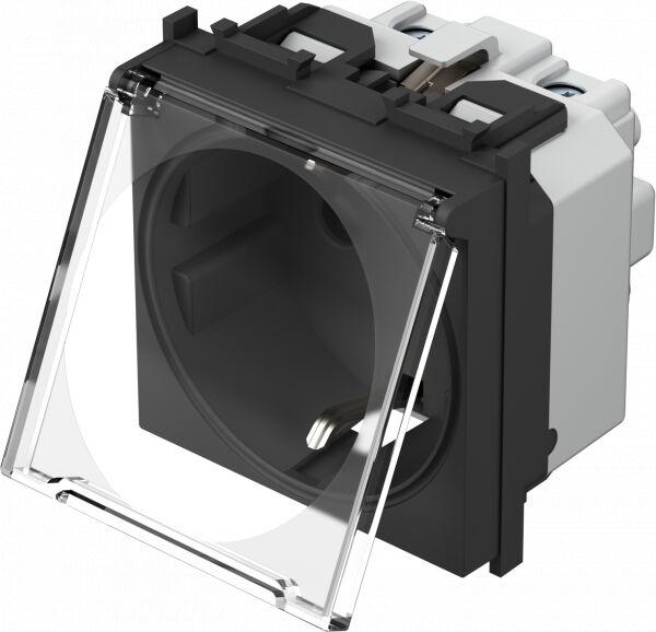 Tem Cates Приклучница II шуко 2М со прозирен капак црна модул VM11BT