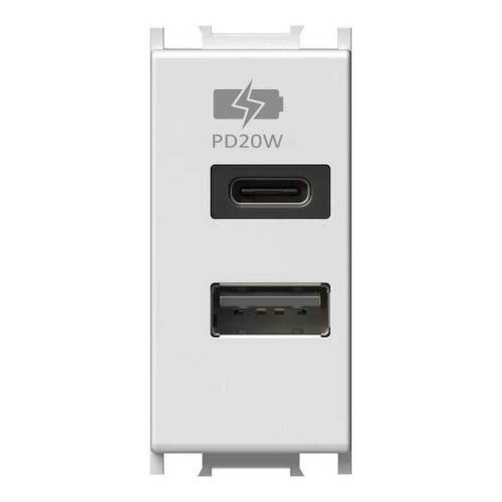 Tem Cates Приклучок USB 20W бел 1М модул EM69PN