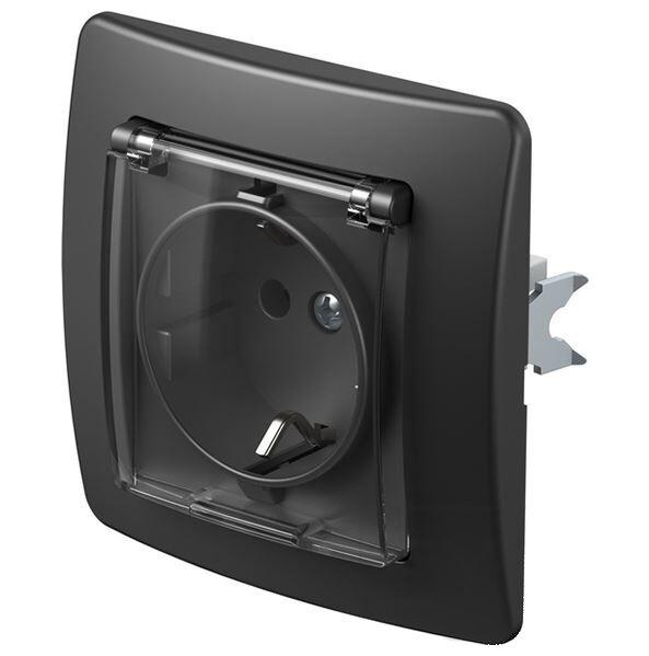 Alfa Electric Приклучница II шуко црна со капак економик TEM VE11BT