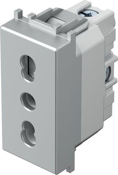 Tem Cates Приклучница италијанска 1М 2П сребро модул VM30ES