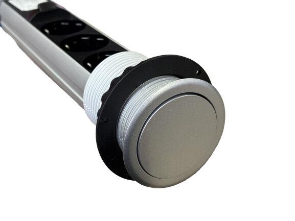 Alfa Electric Вградна шуко утичница 1/3 сребро-алуминум со извлекување