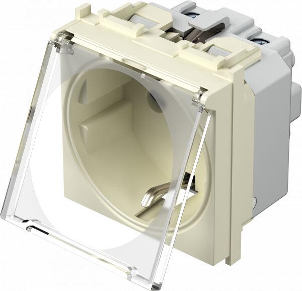 Tem Cates Приклучница II шуко 2М со прозирен капак беж модул VM11IT
