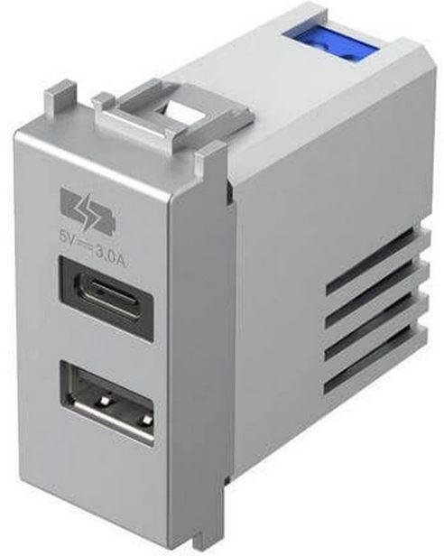 Tem Cates Приклучок USB 5V 3A сребро 1М модул EM68ES