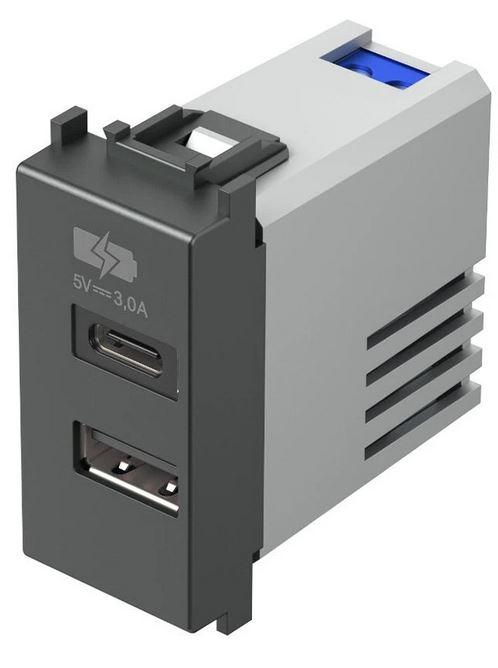 Tem Cates Приклучок USB 5V 3A антрацит 1М модул EM68AT