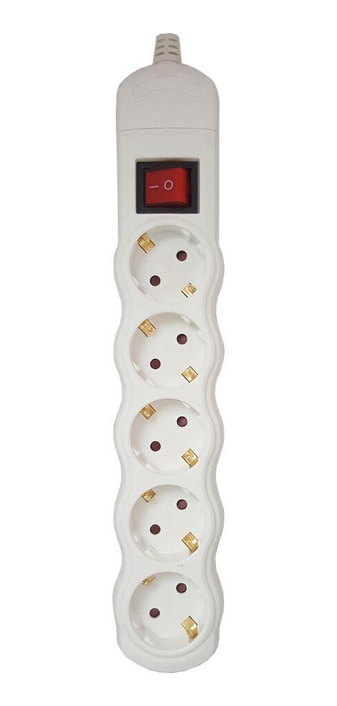 Alfa Electric Кутија за продолжен кабел со 5 дупки со прекинувач и заштита за деца