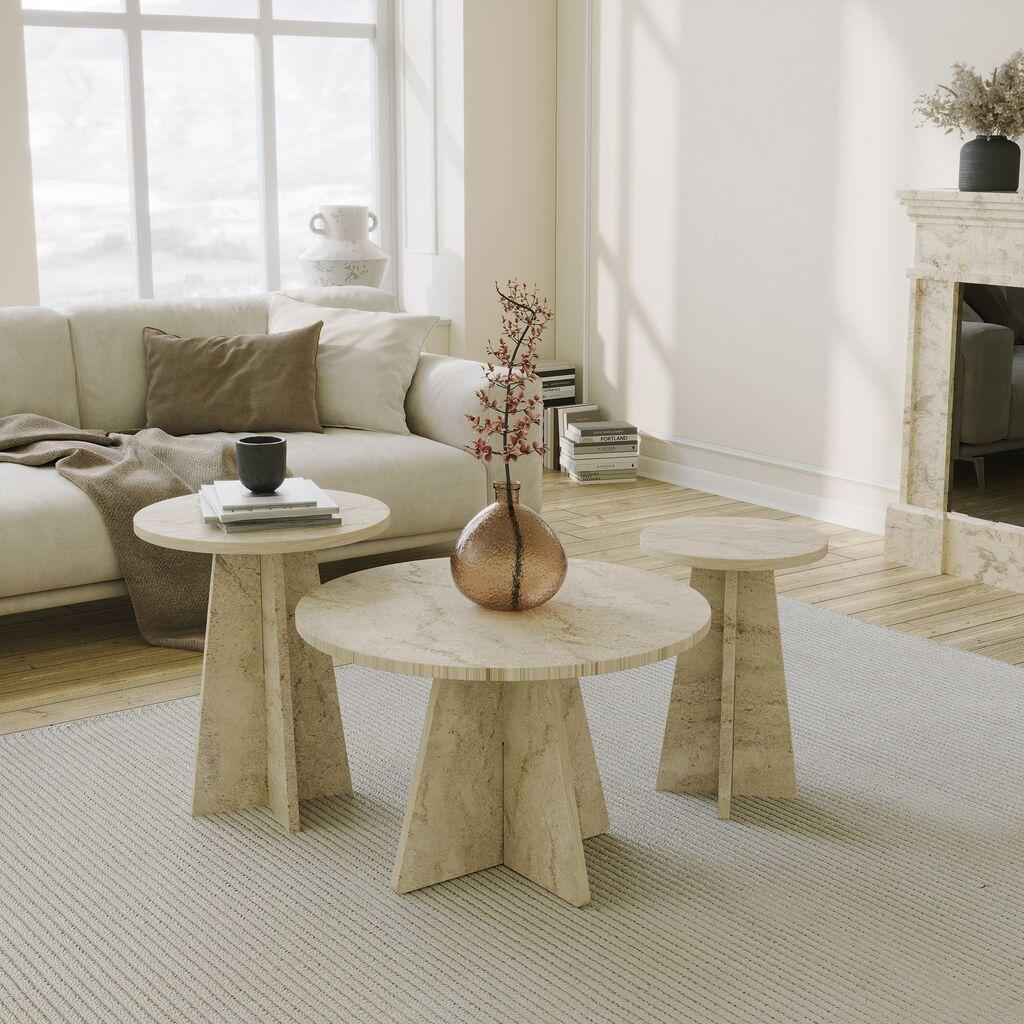 Комплет за маса Hanah Home Club Печурка 2, 3 парчиња, беж