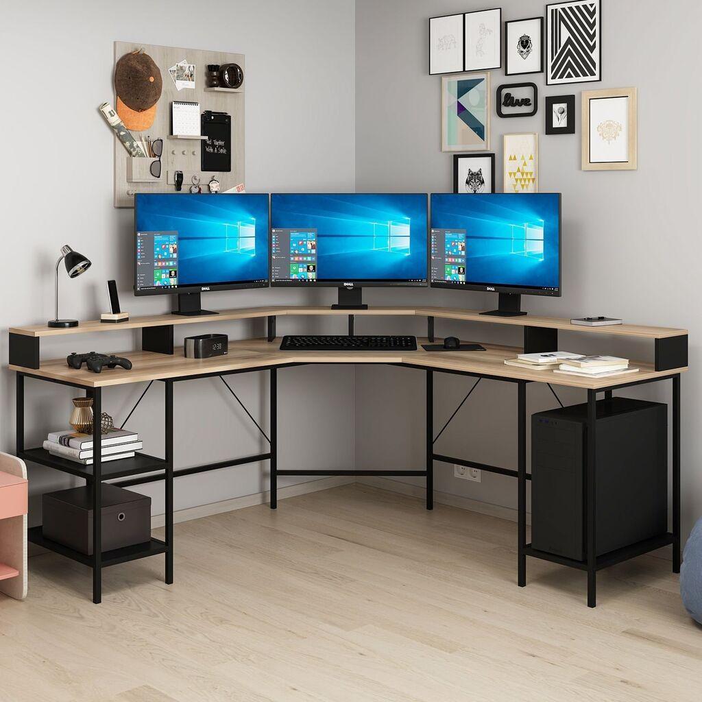 Работна маса Hanah Home Power, 180x90x60 см, црна