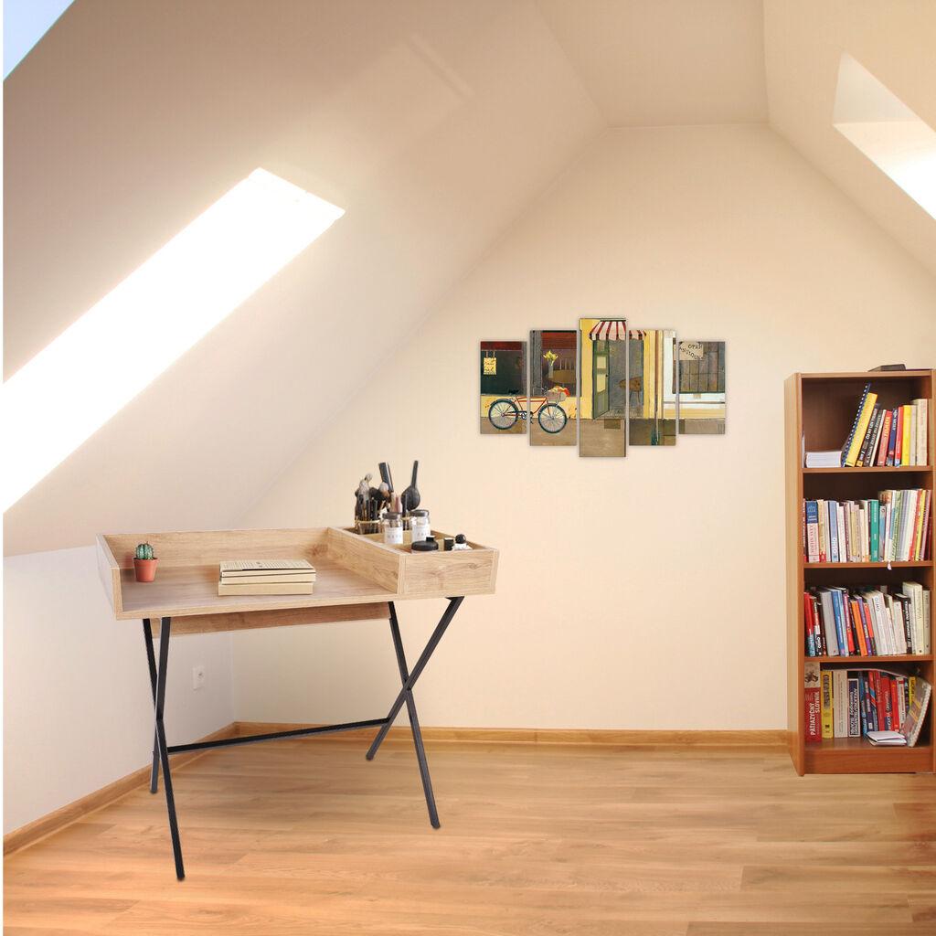 Биро Hanah Home Roma, 100x50x89 см, даб-црна