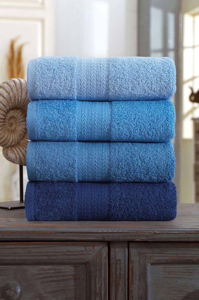 Комплет за пешкири L'essentiel Maison Rainbow, 50x85 cm, 4 парчиња, сина