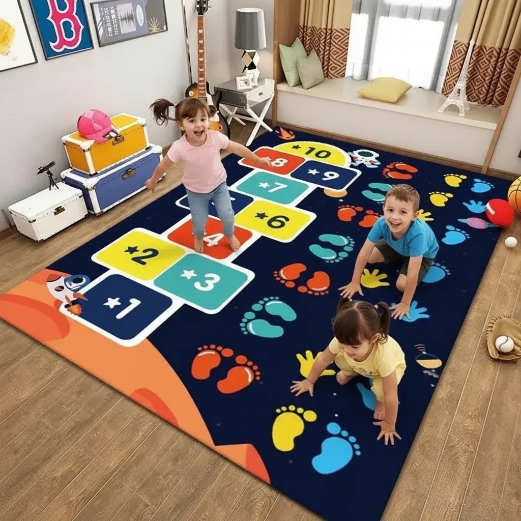 Детски тепих „Space Hopscotch" - бројки и стапки 140х200 вм