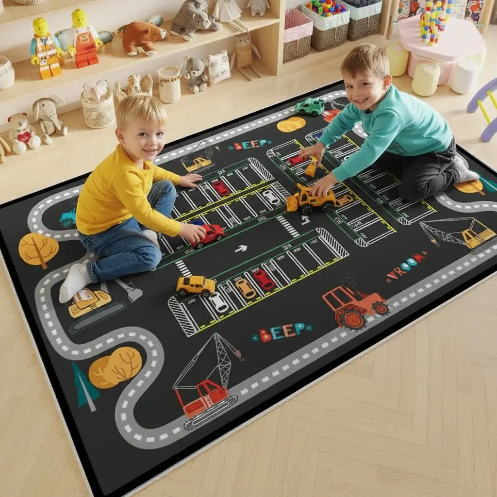 Детски тепих со паркинг и патеки 120х160 цм