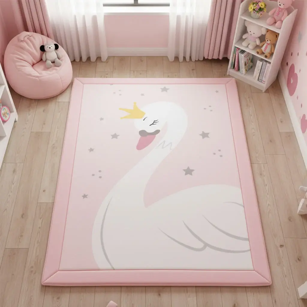 Детски тепих со мемори пена Лебед 100*150cm