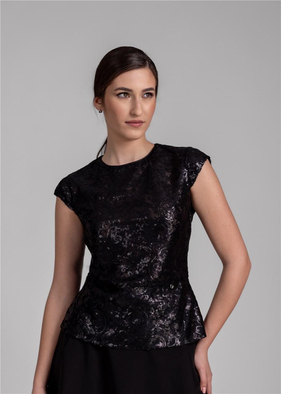 BELLA Блуза Глен црна