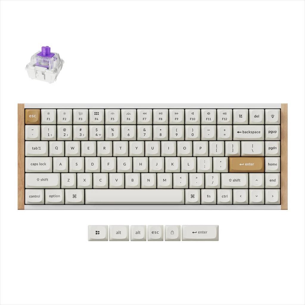Keychron Механичка Безжчина тастатура K2 HE Special edition, HS, RGB LED 75% Gateron Double-Rail Magnetic Switch, OSA PBT, White, K2H-Q1