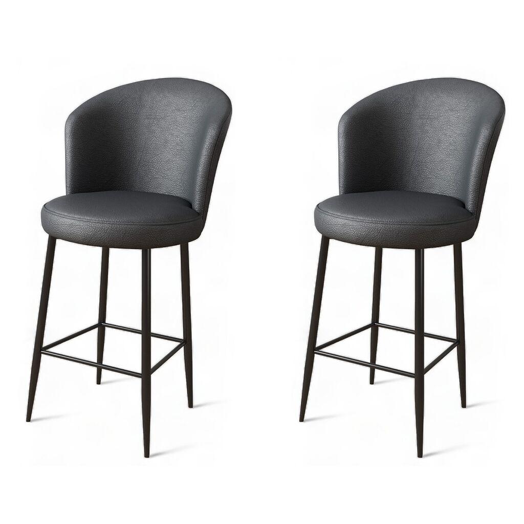 Комплет барски столчиња Hanah Home Uras, 2 парчиња, антрацит-црна