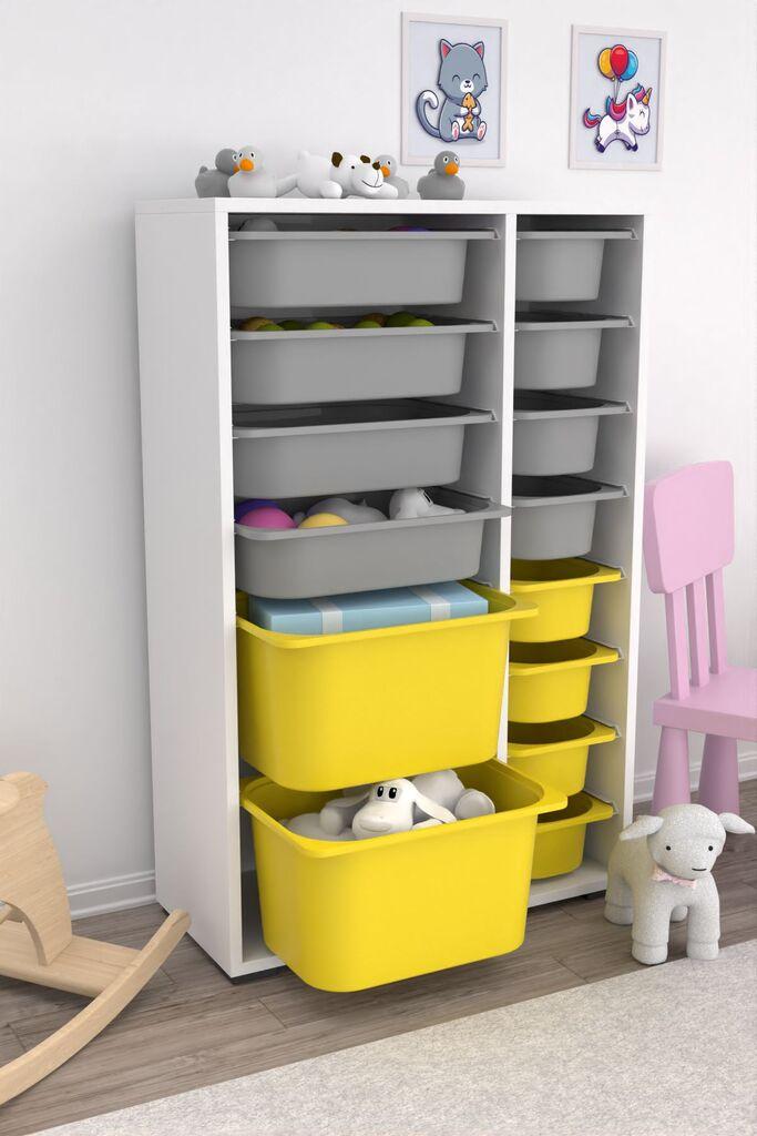 Комода Hanah Home за повеќекратна употреба Rine 2D4K8U, 69,5 x 30 x 109 см, бела-сива-жолта