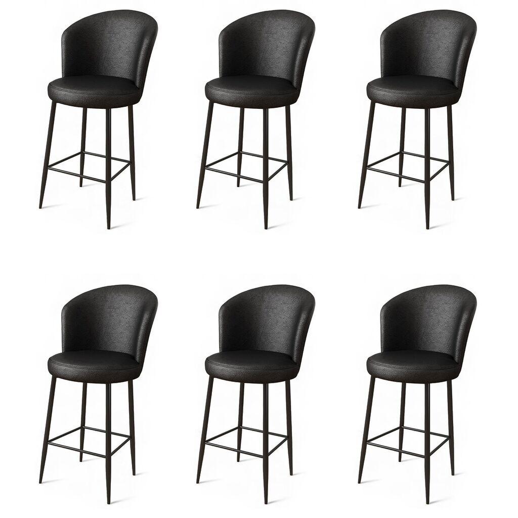 Комплет барски столчиња Hanah Home Uras, 6 парчиња, црна