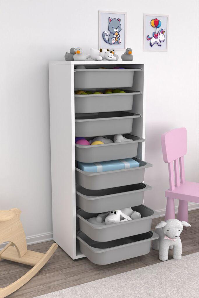 Комода Hanah Home за повеќекратна употреба Cara 8N, 45,5 x 30 x 109 см, бело-сива