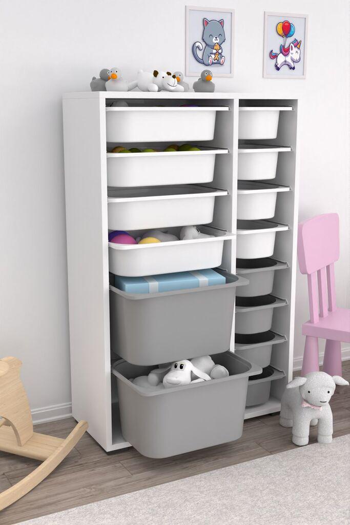 Комода Hanah Home за повеќекратна употреба Rine 2D4K8U, 69,5 x 109 x 30 см, сиво-бела