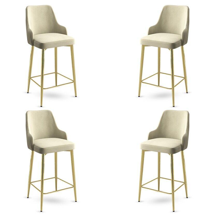 Комплет барски столчиња Hanah Home Enox, 4 парчиња, крем-златна